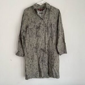 Comptoir des Cotonniers green army floral print shirt dress